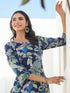 Navy Blue Pure Cotton Floral Printed Straight Kurta Pant Set